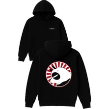 Vsrn Sinirli Panda Tasarım Baskılı Oversize Siyah Kapüşonlu Sweatshirt