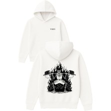 Vsrn Overhead Press Tasarım Baskılı Oversize Beyaz Kapüşonlu Sweatshirt