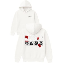 Vsrn Your Lıps Tasarım Baskılı Oversize Beyaz Kapüşonlu Sweatshirt