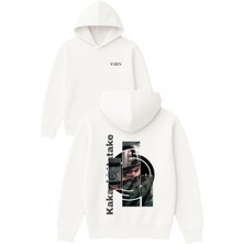 Vsrn Take Anime Tasarım Baskılı Oversize Beyaz Kapüşonlu Sweatshirt
