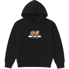 Vsrn Energy Loadıng Tasarım Baskılı Oversize Siyah Kapüşonlu Sweatshirt