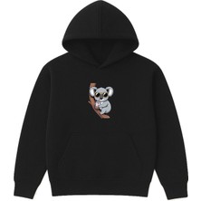 Vsrn Ağaçta Kuala Tasarım Baskılı Oversize Siyah Kapüşonlu Sweatshirt