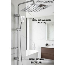 Tesitay Paslanmaz Çelik Montaj Bacaklı Başlıklı Banyo Duş El Tepe Başlığı Spiral Kaliteli Robot Duş Seti