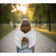 Dodomar 45×35 cm Beyaz Tüylü Melek Kanadı – Takma Lastikli Kostüm ve Fotoğraf Çekimi Aksesuarı