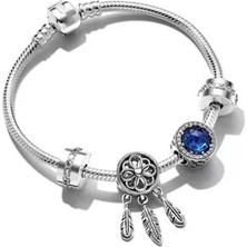 Gümüş 925 Ayar Klipsli Charm Zincir Bileklik