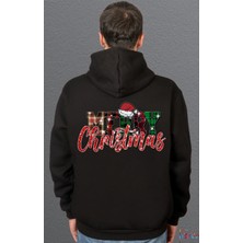 Bumeta Glitter Merry Christmas Noel Sweatshirt Unisex Kapüşonlu Hoodie