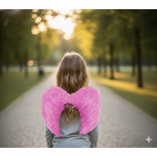 Dodomar 50×35 cm Pembe Tüylü Melek Kanadı – Büyük Boy Kostüm ve Fotoğraf Çekimi Aksesuarı