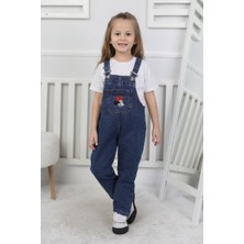 Canan Çakmak Kız Çocuk Slopet Çocuk Kot Tulum Mickey Mouse Desenli Slopet