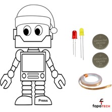 Eding Yeni Yıl Yılbaşı  Robot Noel Baba Kağıt Devre Kiti  Stem   - CR2032,LED,BAKIR Iletken Bant 2 Metre