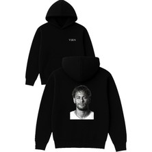Vsrn Neymajr Tasarım Baskılı Oversize Siyah Kapüşonlu Sweatshirt
