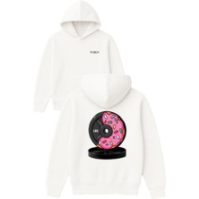 Vsrn Donatlı Halter Tasarım Baskılı Oversize Beyaz Kapüşonlu Sweatshirt