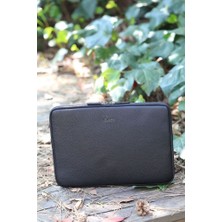 Guard Siyah Deri Clutch Çanta