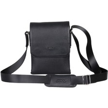 Guard Siyah Deri Çok Bölmeli Omuz Çantası