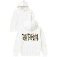 Vsrn Rbwn Tasarım Baskılı Oversize Beyaz Kapüşonlu Sweatshirt