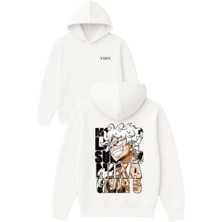 Vsrn Anime Beyaz Saçlı Tasarım Baskılı Oversize Beyaz Kapüşonlu Sweatshirt