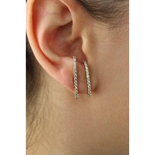 Nenya Vıp Çelik 14K Altın Kaplama Zirkon Taşlı Su Yolu Küpe