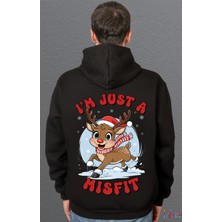 Bumeta I M Just A Misfit Yılbaşı Geyik Christmas Sweatshirt Unisex Kapüşonlu Hoodie