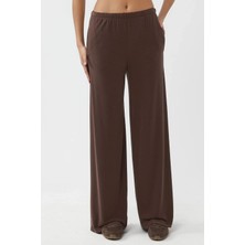 Hiccup Kadın Busem Lastikli Bel Düz Paça Pantolon Kahve Kahvesi