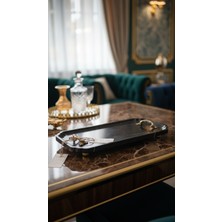 Montdekor El Yapımı Mermer Taşlı Bronz Desenli Tabak (20x40x10 cm)