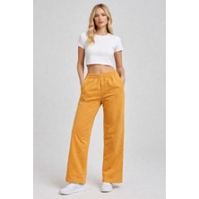 Mamayaga Kadın Orta Yüksek Bel Boru Paça Pamuklu Cepli Lastikli Spor Şık Eşofman Altı