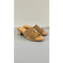 Eforia Rachel R1414 Taba Hakiki Deri Tam Ortopedik Casual Günlük Kadın Terlik