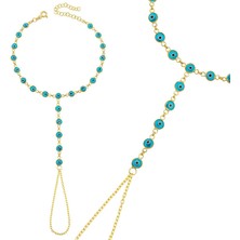 ZS Demir Gümüş Gold Mavi Nazar Boncuklu Şahmeran