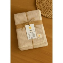 Heianmono 4 Kat Çoban Dikişli Latte Rengi %100 Pamuk Müslin Bebek Battaniye (100X120 Cm)