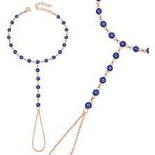 ZS Demir Gümüş Rose Lacivert Nazar Boncuklu Şahmeran