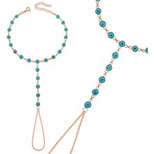 ZS Demir Gümüş Rose Mavi Nazar Boncuklu Şahmeran