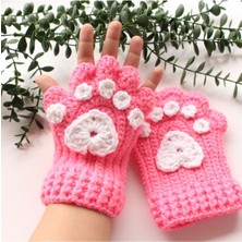 Pembe El Yapımı Parmaksız Model Kışlık Eldiven Patili