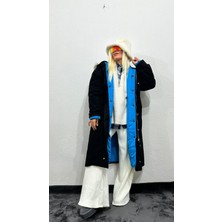 Nunu365com Nunu By Noir Tüylü Kapüşonlu Oversize Gabardin Mont