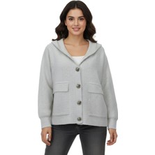 Lavella Kadın Kapüşonlu Spor Düğmeli Triko Torba Cep Sakallı Hırka BGL-ST05074