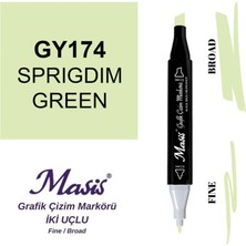 Masis Çift Uçlu Marker Grafik Çizim Kalemi 174 Koyu Mat Yeşil