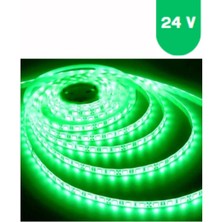 Powerr Led Aydınlatma 24 Volt 5050 SMD Yeşil Dış Mekan 60 Ledli 5 Metre Şerit Led