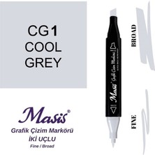 Masis Çift Uçlu Marker Grafik Çizim Kalemi Cg1 Soğuk Gri