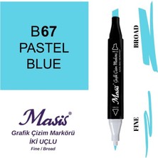Masis Çift Uçlu Marker Grafik Çizim Kalemi 67 Pastel Mavi