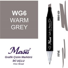 Masis Çift Uçlu Marker Grafik Çizim Kalemi Wg6 Sıcak Gri