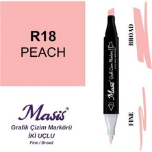 Masis Çift Uçlu Marker Grafik Çizim Kalemi 18 Şeftali Pembe