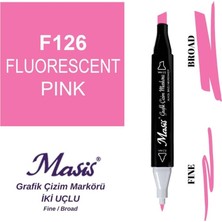 Masis Çift Uçlu Marker Grafik Çizim Kalemi 126 Floresan Pembe