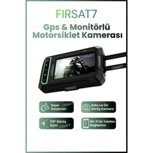 F5 Motorsiklet Scooter Kamerası Gps ve Monitörlü Panoramik 170 Derece Ön+Arka Görüş Kamerası Wifi Hd
