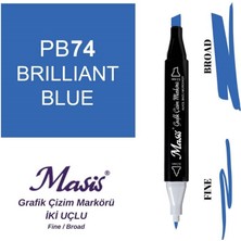 Masis Çift Uçlu Marker Grafik Çizim Kalemi 74 Parlak Mavi