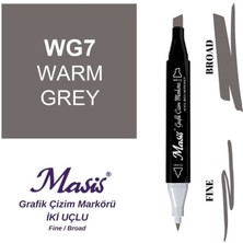 Masis Çift Uçlu Marker Grafik Çizim Kalemi Wg7 Sıcak Gri