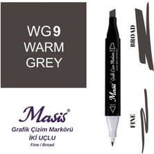 Masis Çift Uçlu Marker Grafik Çizim Kalemi Wg9 Sıcak Gri