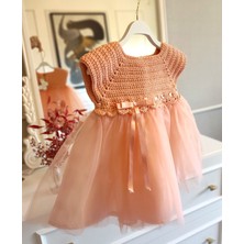 Pacco Baby El Örgüsü %100 Pamuk Yavruağzı Kolsuz Tütü Elbise