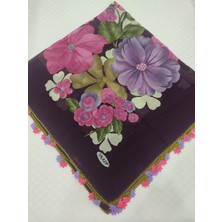 Yakut Mor Desenli Tığ Işi Pamuk Yazma