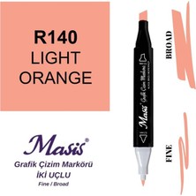 Masis Çift Uçlu Marker Grafik Çizim Kalemi 140 Açık Turuncu