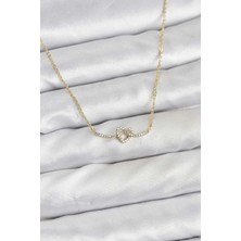 Butik Pirinç Gold Renk Düğüm Kalp Model Kadın Kolye