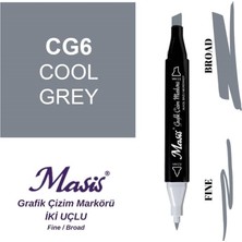 Masis Çift Uçlu Marker Grafik Çizim Kalemi Cg6 Soğuk Gri