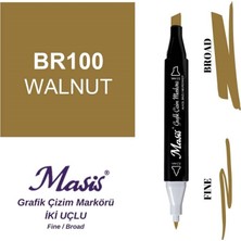 Masis Çift Uçlu Marker Grafik Çizim Kalemi 100 Ceviz