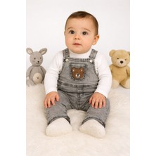 Aki Moda Kids Erkek Bebek Salopet Kot Pantolon Sweatshirt 2 Parça Bebek Takım 1beden Büyük Alınız